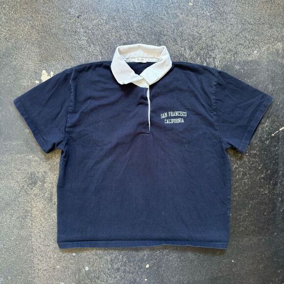 John Galt San Francesco Navy Blue Polo Shirt Women’s Size Small Preppy Style - Picture 1 of 7